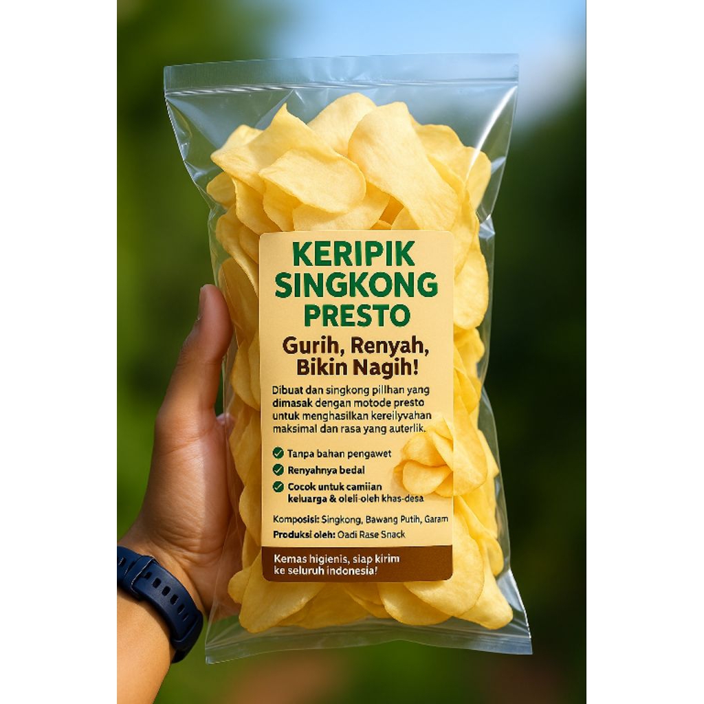 

½ KG Kripik Singkong Presto Rasa Bawang - Gurih,Renyah, Bikin Nagih