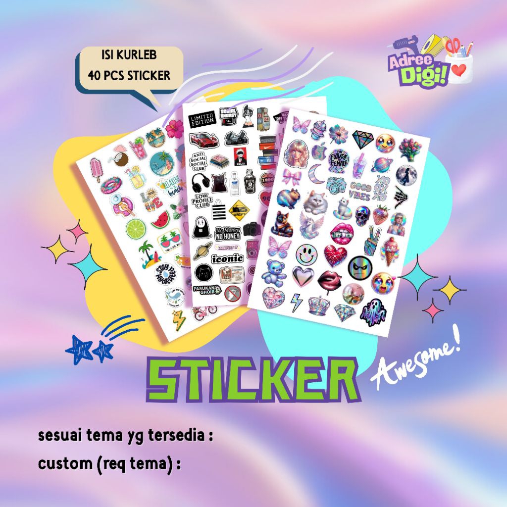 

STICKER TUMBLER / LAPTOP DLL ( STICKER CHROMO) PER LEMBAR A4 ( BISA CUSTOM)