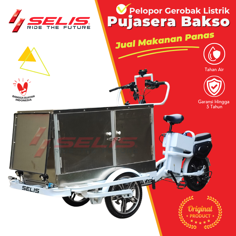 SELIS - Gerobak Listrik Selis Pujasera 4 Bakso ( Gerobak Bakso / Gerobak Sepeda Listrik / Gerobak Ko