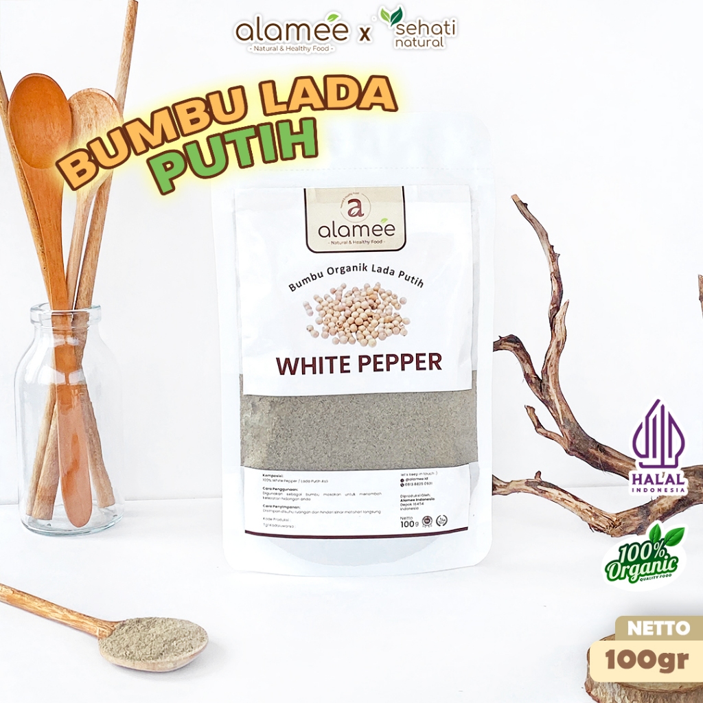 

ALAMEE Lada Putih Bubuk White Pepper Powder Merica Whitepepper Bumbu Dapur Masak Instan Asli 100g
