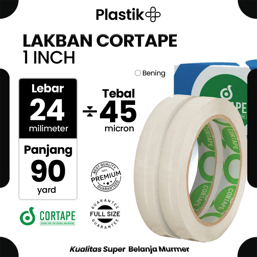 

Lakban Spek. Daimaru Merek Cortape Bening 1inch 24mm x 90yard Harga Satuan Ecer Termurah