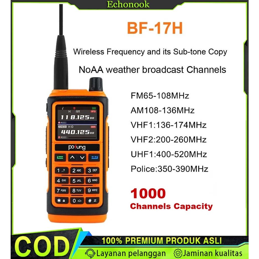 BF Uv-17 Dual Band Type C / Ht Original Garansi. radio walkie-talkies frekuensi penerbangan 5000km