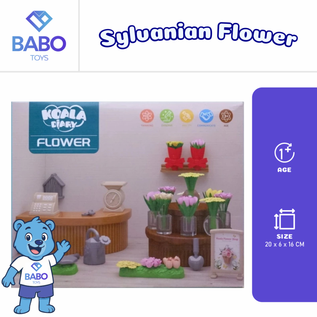 Koala Diary Sylvanian Flower Shop Extra Room House mainan edukasi rumah-rumahan toko bunga boneka an