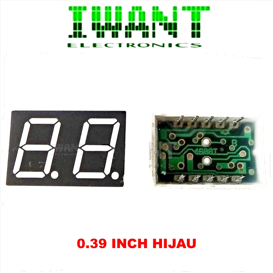 7 SEGMENT 2 DIGIT 0.39 INCH ANODA HIJAU SEVEN SEGMENT 2 DIGIT 0.39 INCH ANODA HIJAU