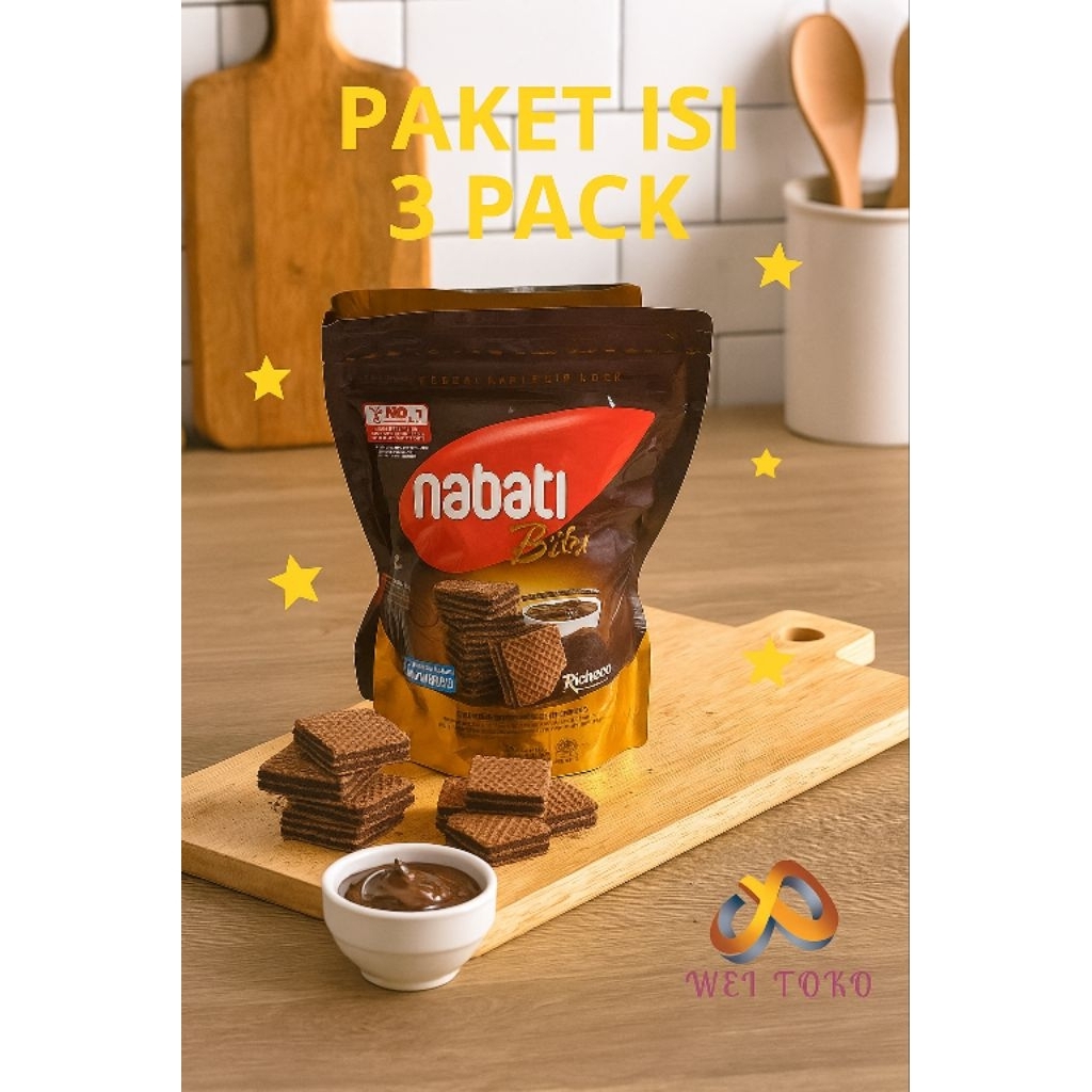 

RICHOCO WAFER CHOCOLATE POUCH 112 GRAM / NABATI BITES WAFER COKLAT BUNDLE ISI 3 BH