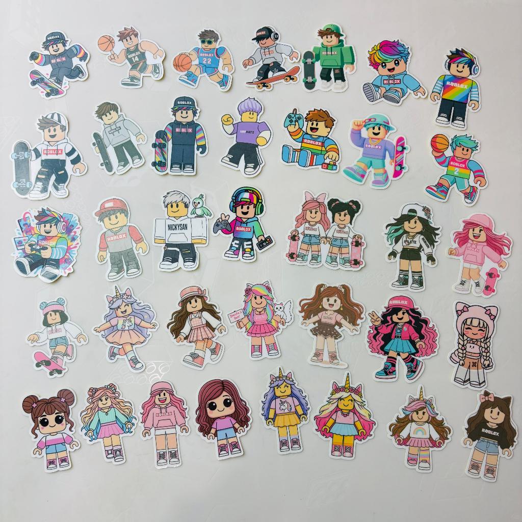 

Stiker Roblox Karakter Cowok & Cewek Lucu Laminasi Glossy