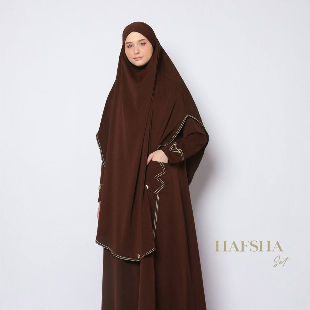 RAYNA - Hafsha Set French Khimar - Abaya polos umroh Haji Anti Uv