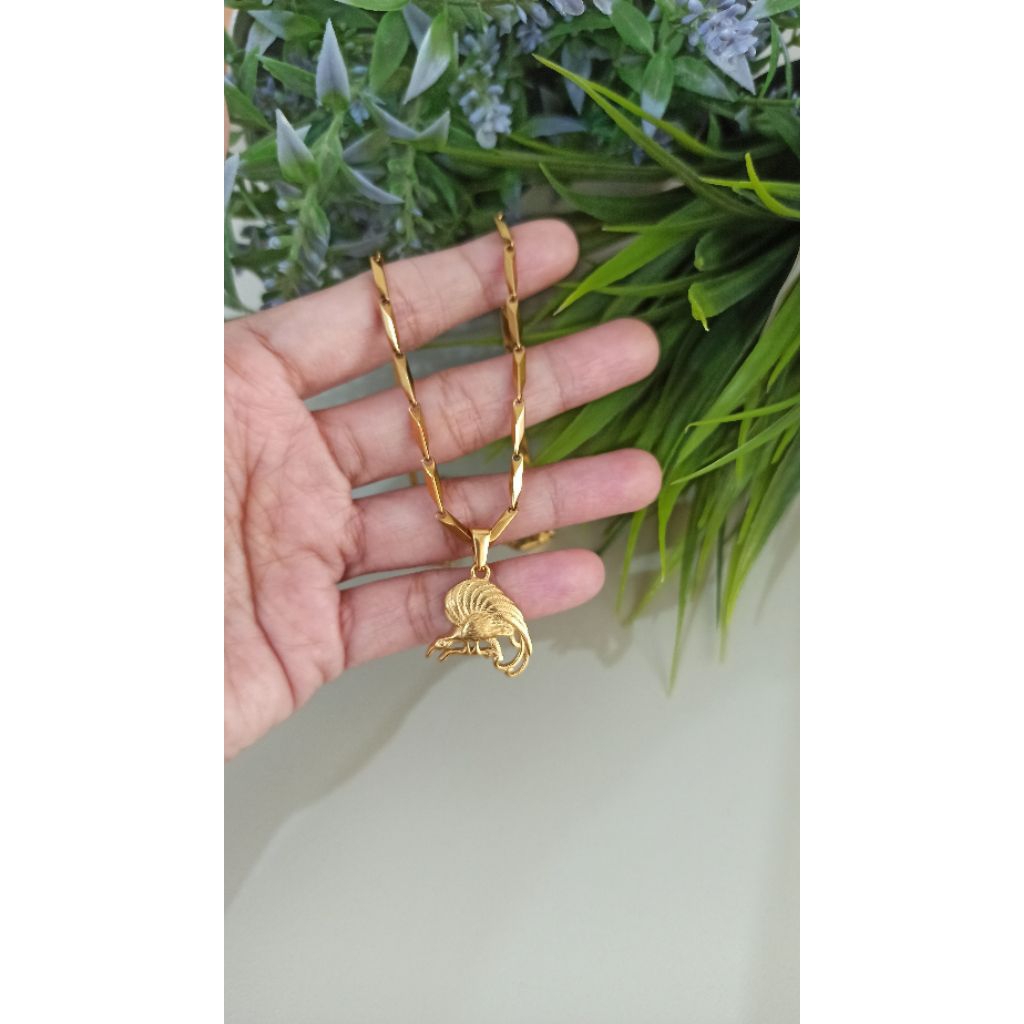 Kalung Cendrawasih Rantai Padi Titanium