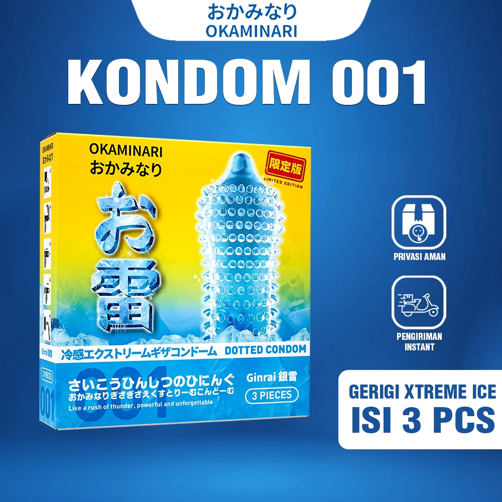Kondom Okaminari Ginrai Gerigi Xtreme Ice - Isi 3 Pcs