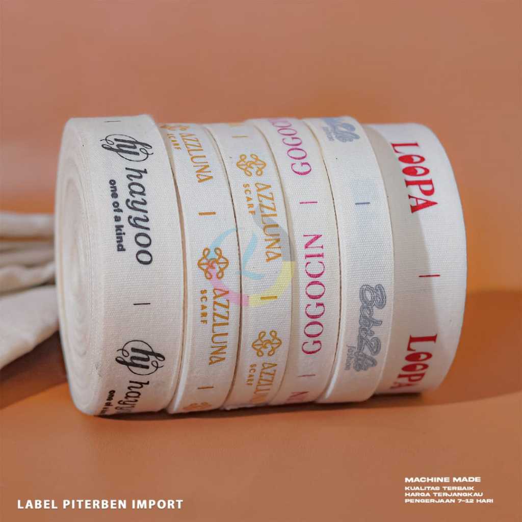 

100pcs piterban import katun import piterban lembut label cream label pakian label nama label kerudung label hijab label cream