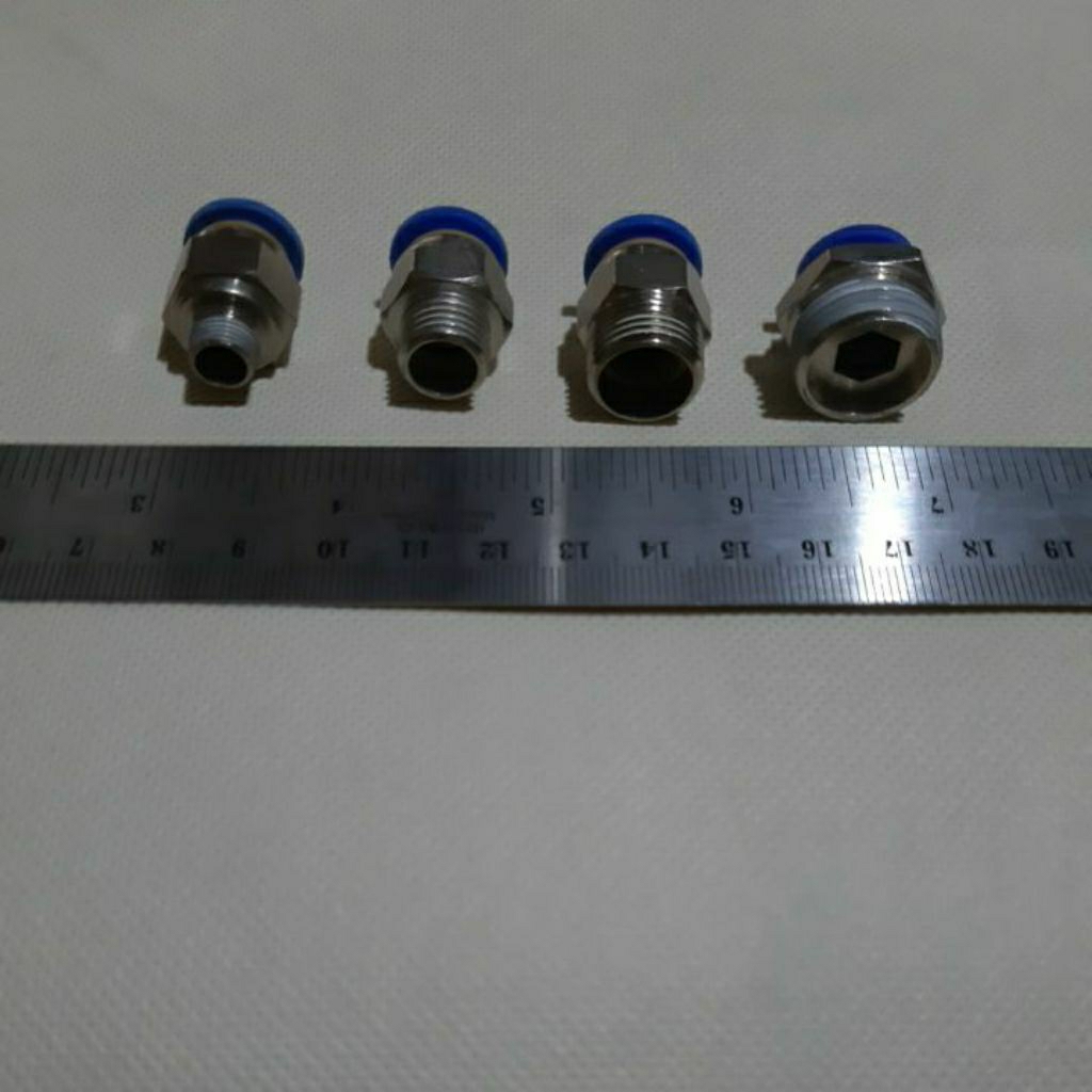 MPC 10 mm Fitting Lurus / Soket Lurus Pneumatic Slip Lock Drat Luar M5, 1/8, 1/4, 3/8, 1/2 Inch Slip