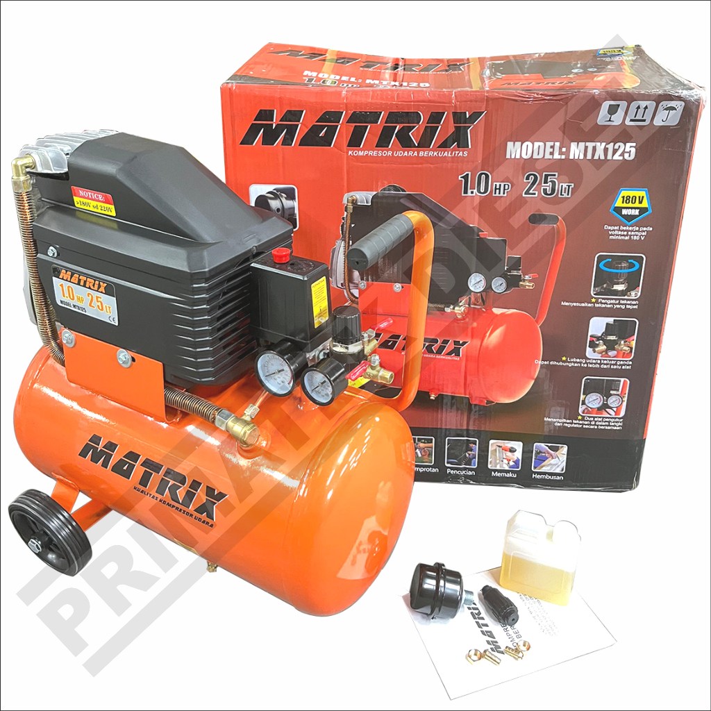 (MATRIX MTX-125) Mesin Kompresor MATRIX 25L 1HP MTX125 / Air Compressor Kompressor Listrik Portable 