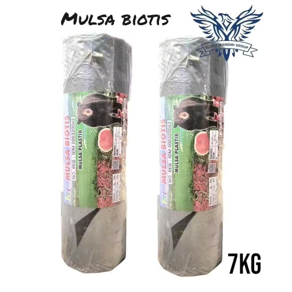 Mulsa Hitam Perak Biotis 7kg uk 120cm Ketebalan 0,30 micron Mulsa Bell