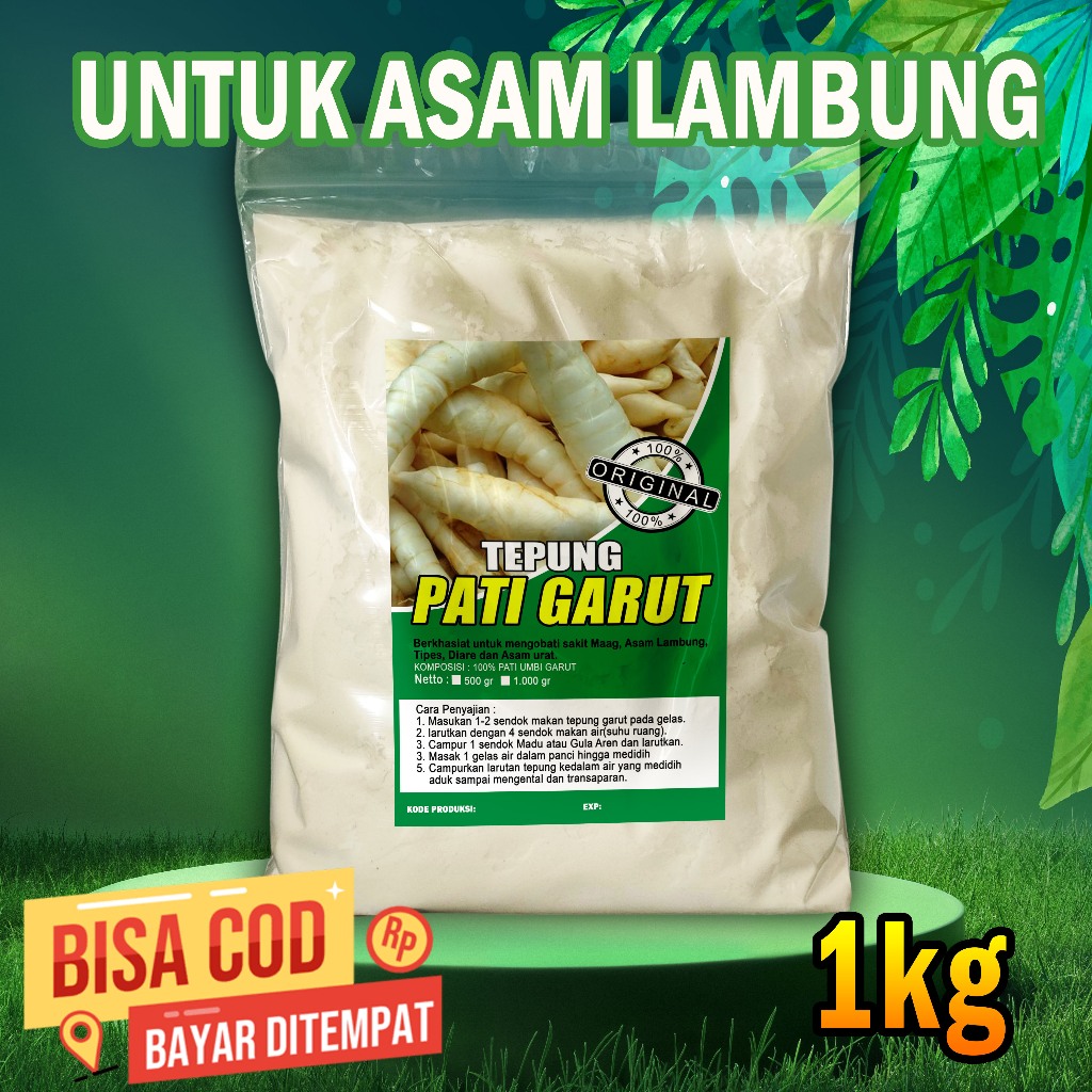 

Tepung Pati Garut Obat Asam Lambung Organik Non Gluten Higienis Kwalitas Premium Kemasan 1kg