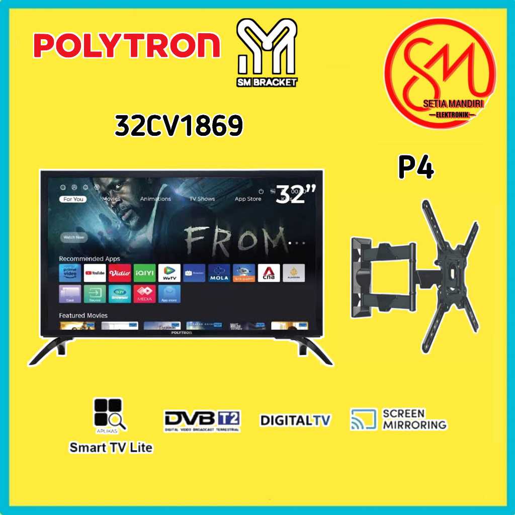 [Instant] POLYTRON Smart TV LED 32 Inch PLD 32CV1869 Free MOLA 1 Tahun