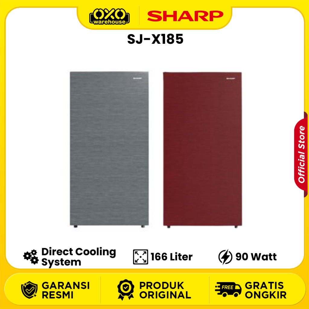 SHARP Shine Series SJ-X185M-SR/SG Kulkas 1 Pintu 166L Direct Cooling System Low Watt Garansi Resmi