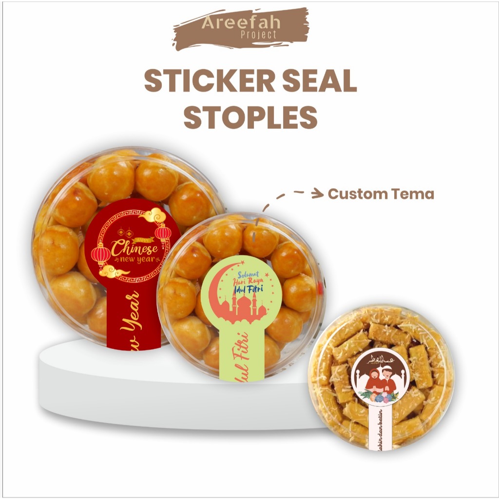 

Areefah Cetak Stiker Label Stoples Custom | Stiker Labler Stoples Hampers Hari Raya | Stiker Label Stoples Kemasan Produk | High Quality