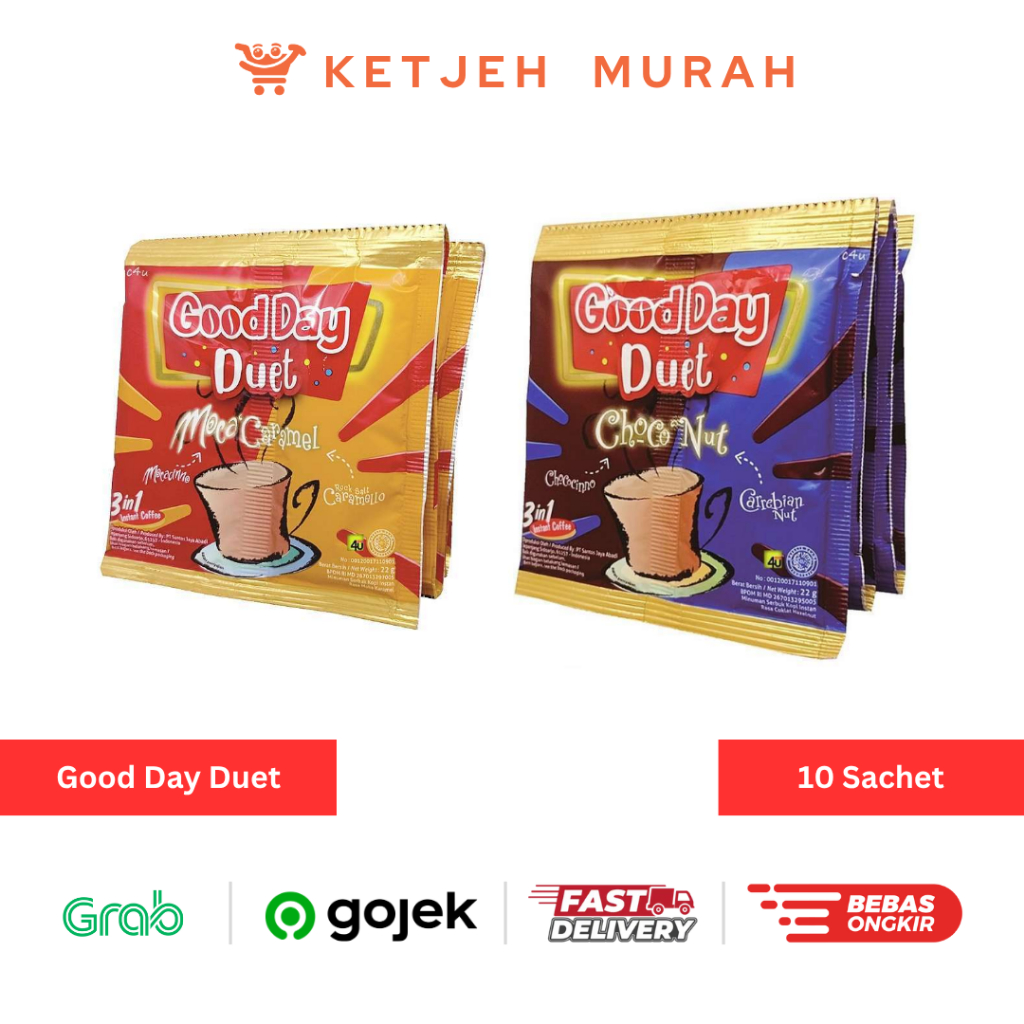 

Kopi Good Day Duet 1 Renteng isi 10 Sachet Rasa Moca Caramel / Choco Nut