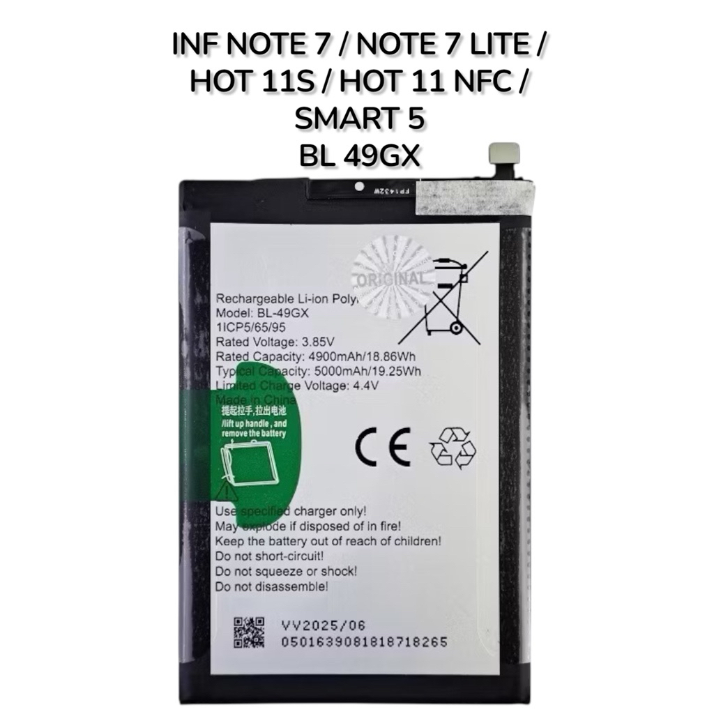 Baterai Infinix BL-49GX baterai Infinix Note 7 Note 7 Lite Infinix Hot 11S Hot 11NFC Infinix Smart 5
