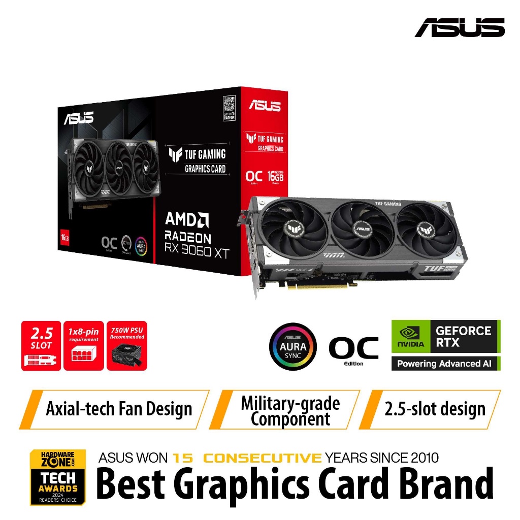 ASUS TUF Gaming Radeon RX 9060 XT 16GB GDDR6 OC Edition