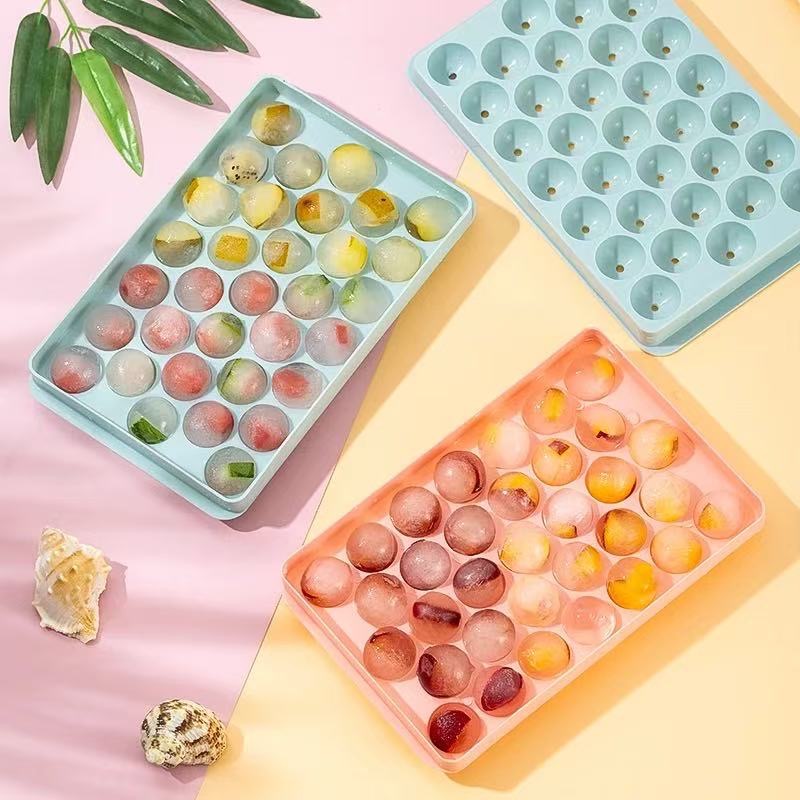 Nampan es batu, cetakan es batu, model kotak-kotak, baki es, wadah bulat, puding jeli, cetakan es ba