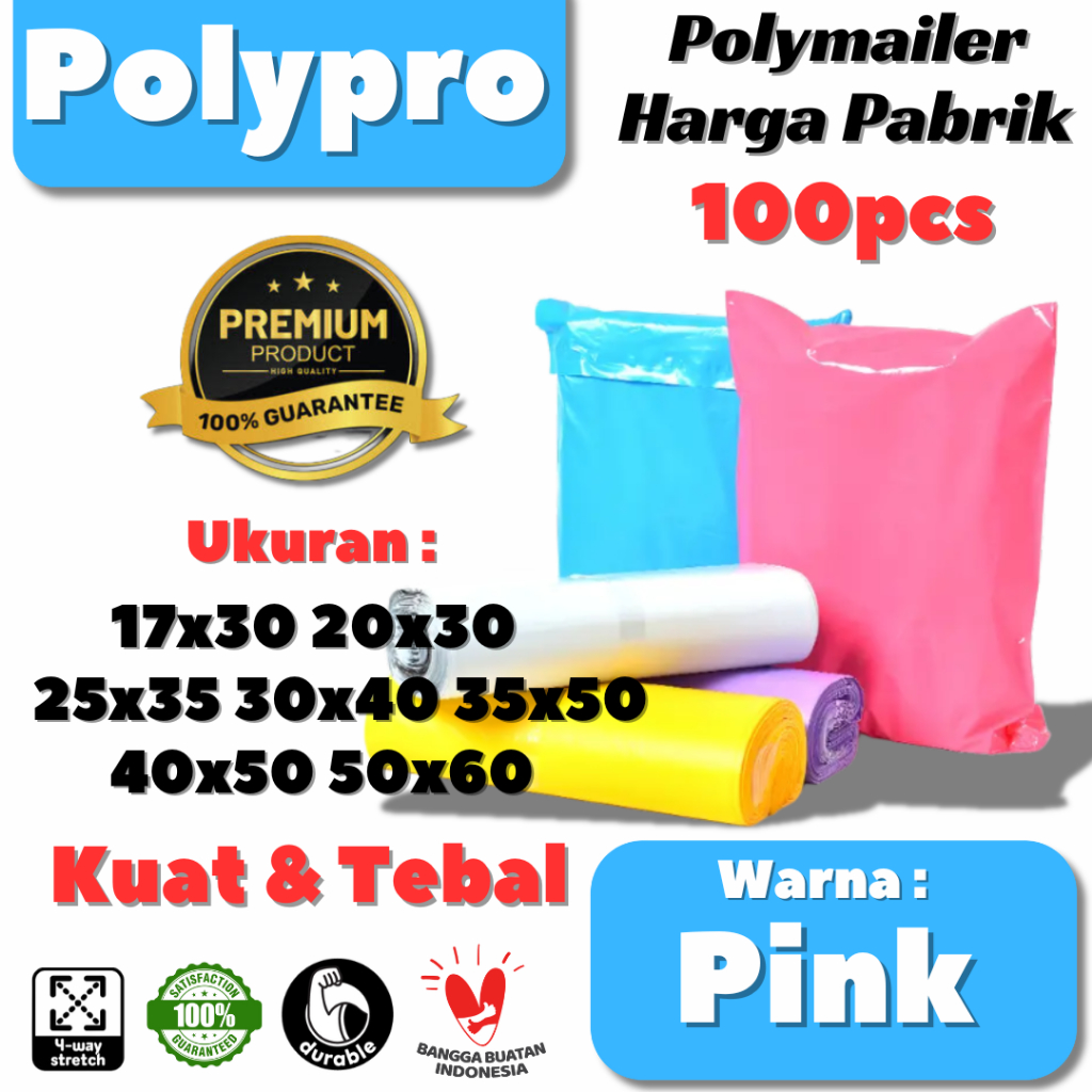 

Plastik Polymailer WARNA PINK GLOSSY / Grade A / Plastik Packing Online Premium