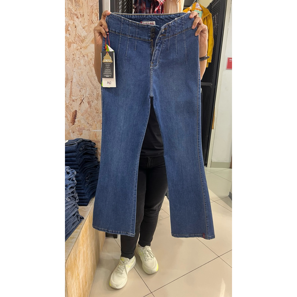 Celana jeans  Cewek AKO JEANS Model Cutbray bootcut