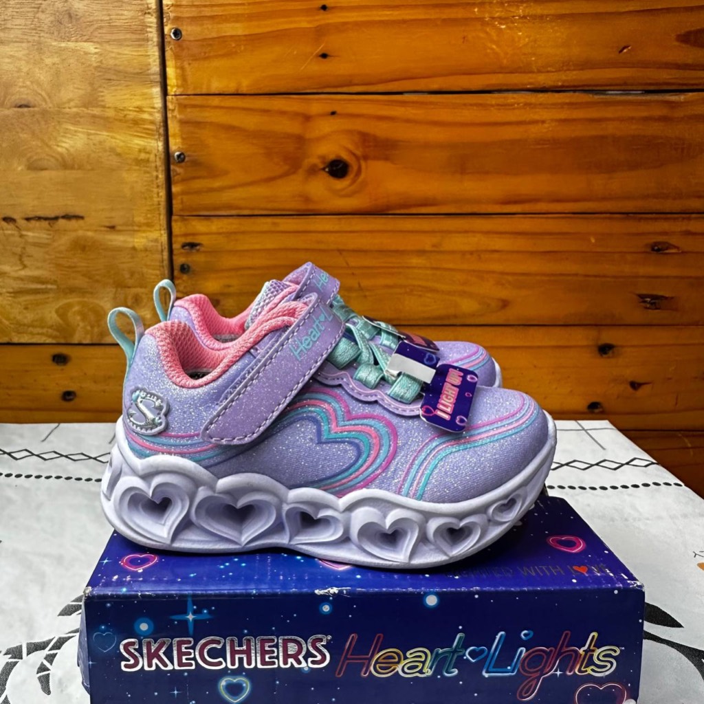 ONLY SIZE 22 SKECHERS S LIGHT HEART LIGHTS RETRO HEARTS 302689N LAVENDER MULTI SEPATU ANAK  ORIGINAL