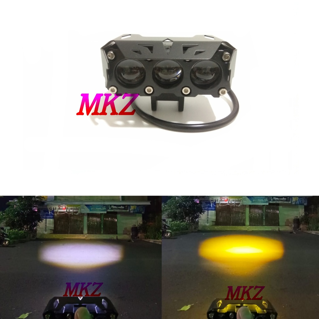 Lampu Tembak Led D2 Laser SQL 3 Mata MYTH 2 Warna Jauh Dekat Lampu Tembak Sorot D2 D3 Laser