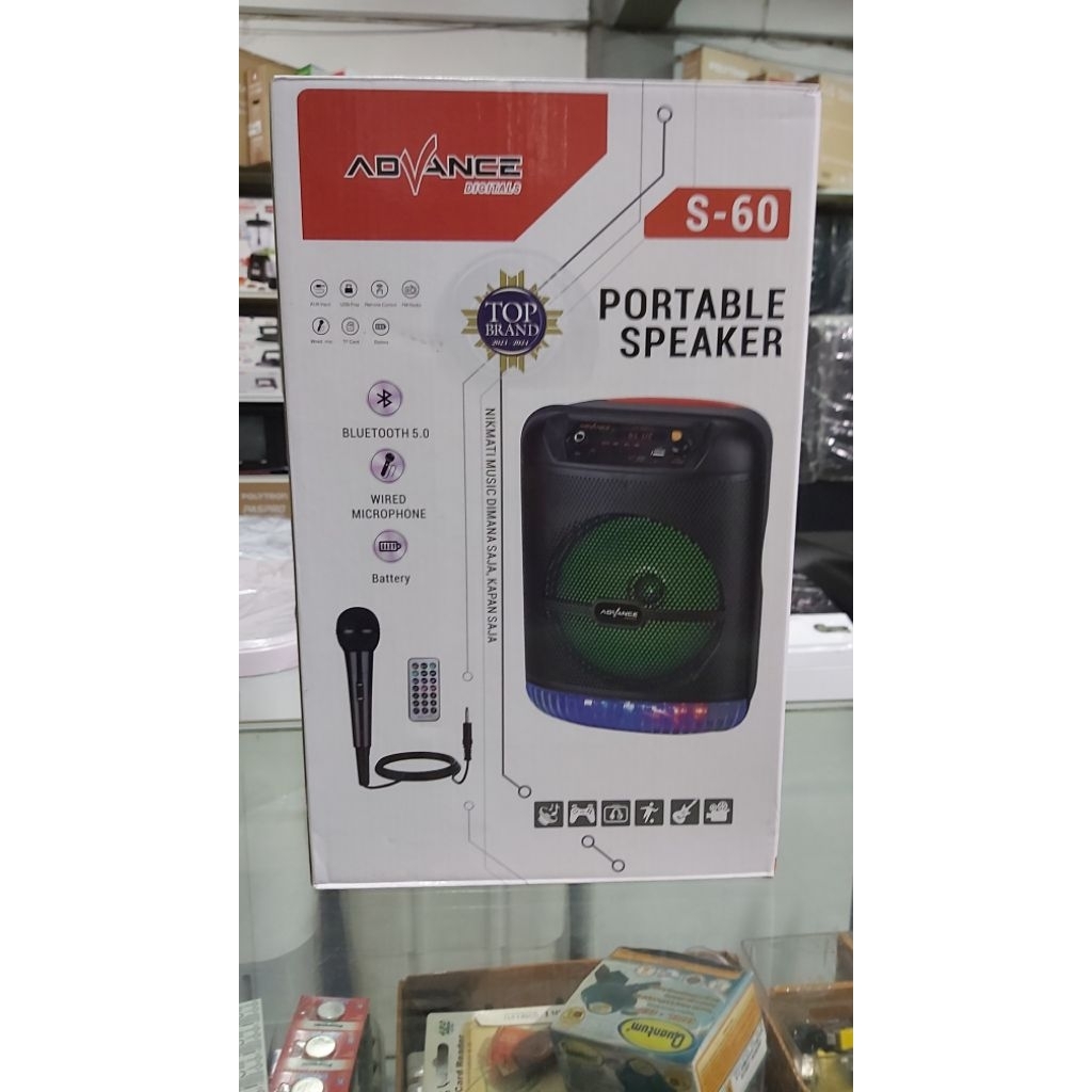 Speaker Advance S-60 Speaker Portable Bluetooh 6,5 inch S-60 karaoke