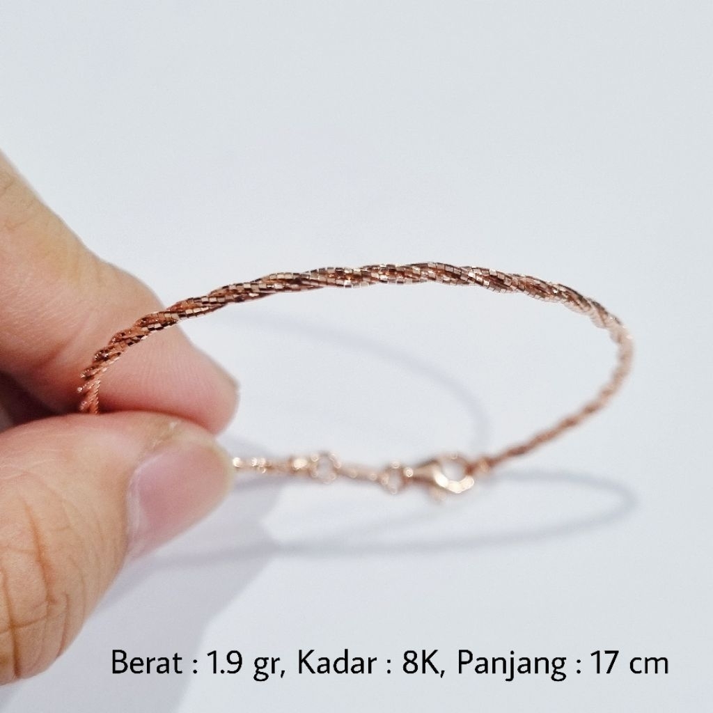 Gelang Emas Pro Italy Rose Gold 17 cm Kadar 8K - M12 / 1.9 gr