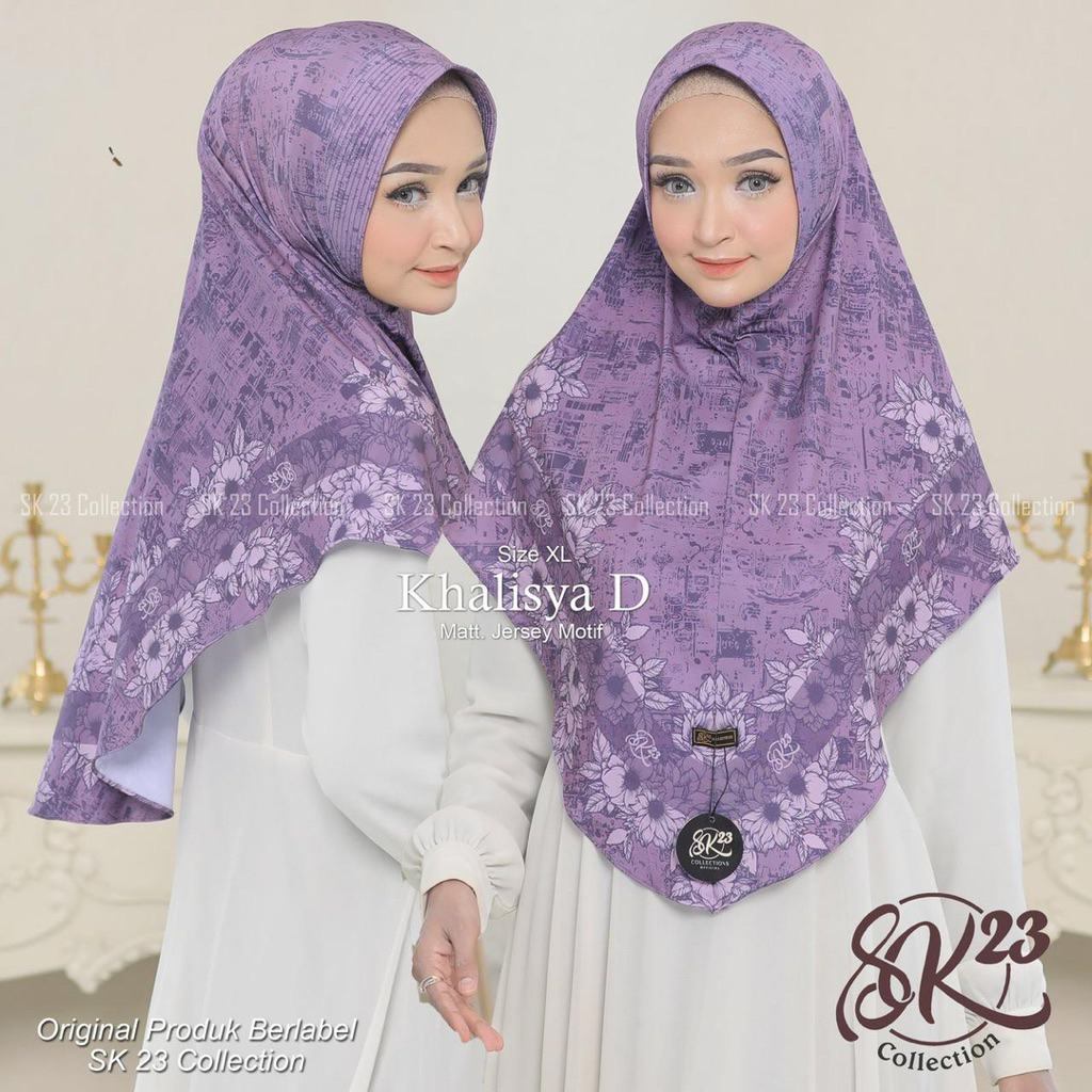 SK KHALISYA D XL // HIJAB BERGO JUMBO MOTIF KHALISYA BY SK 23 COLLECTION
