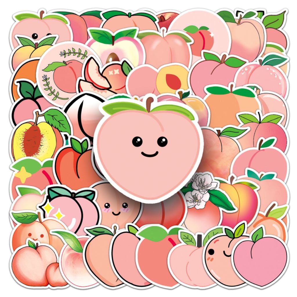 

[50 Pcs] DECO STICKER | STICKER DIY | JURNAL AESTHETIC [DS-116] PEACH FRUITS BUAH-BUAHAN SAYURAN Sticker Koper, HP Laptop Tumbler Komputer
