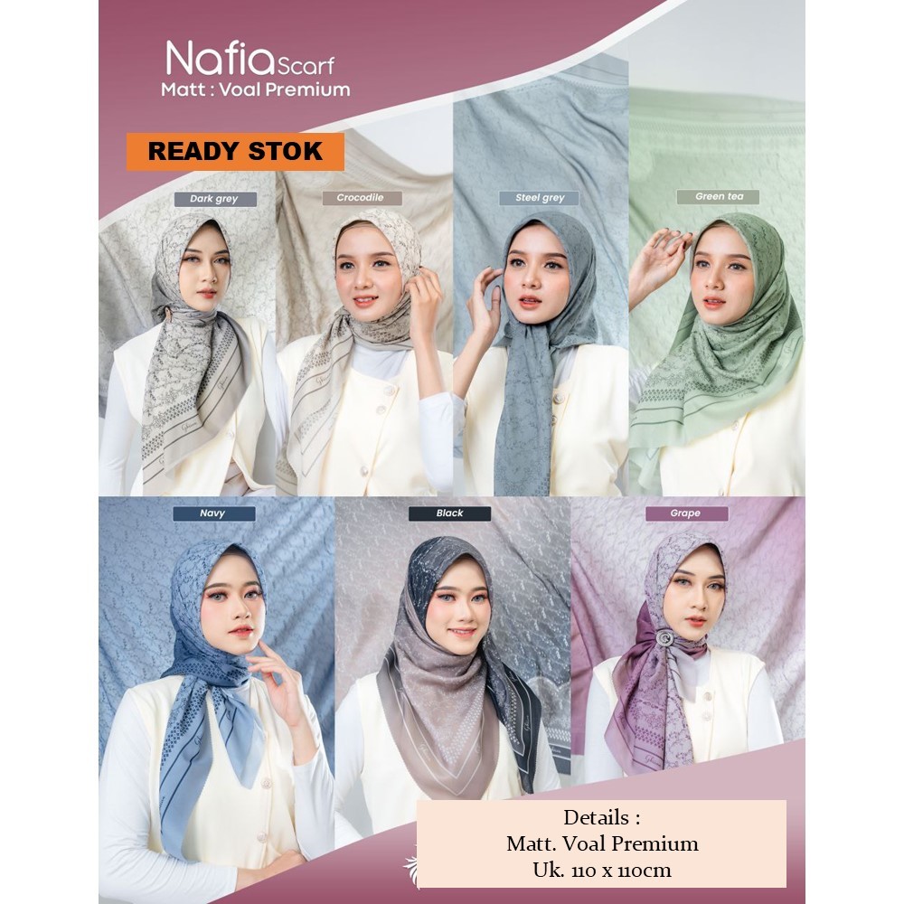 NAFIA SCARF -AMNA SCARF - GHIINA FASHION - BAHAN VOAL PREMIUM - SEGI4 MOTIF
