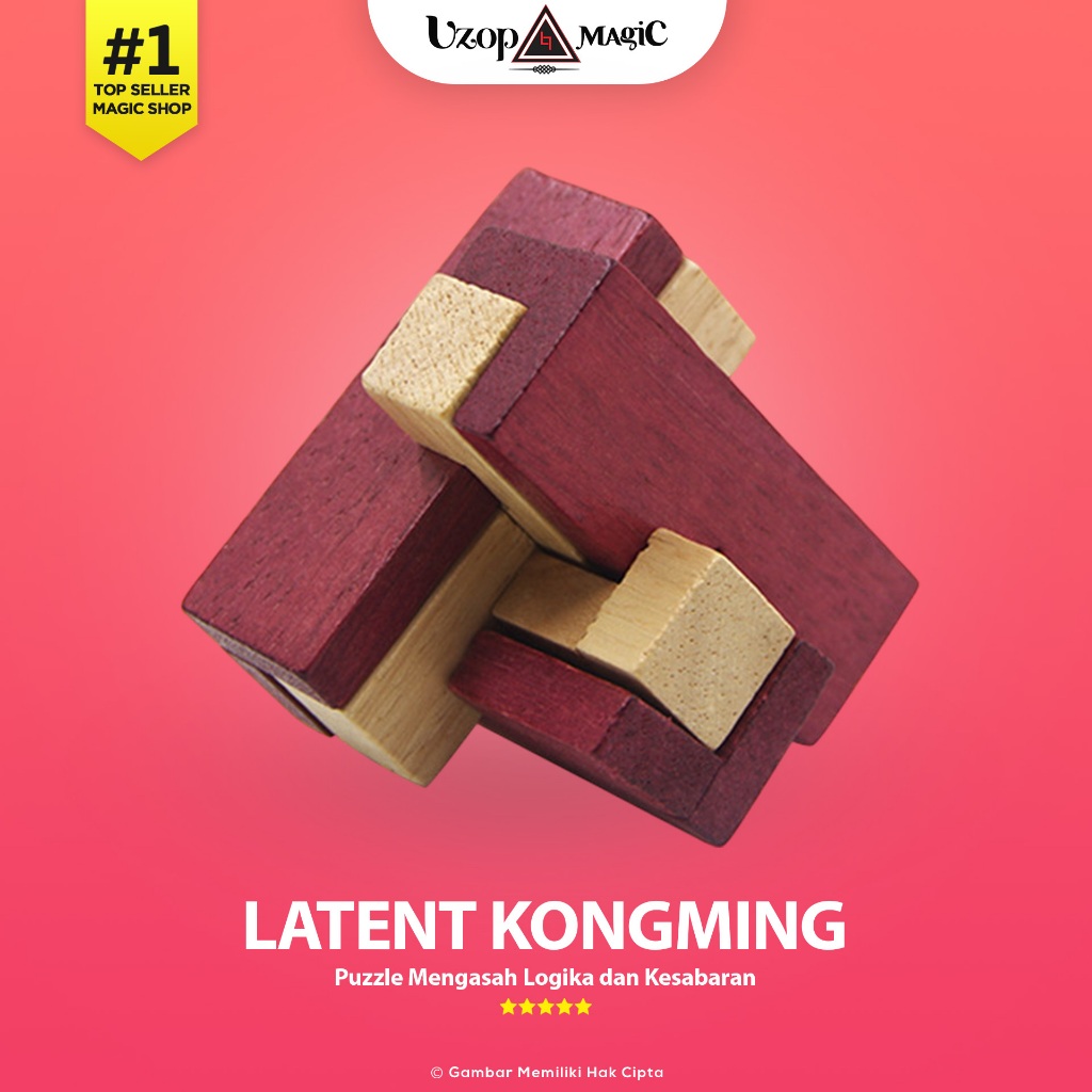 Puzzle Kayu 3D Kongming Lock Latent - Puzzle Edukatif Anak & Dewasa - Uzop Magic Shop