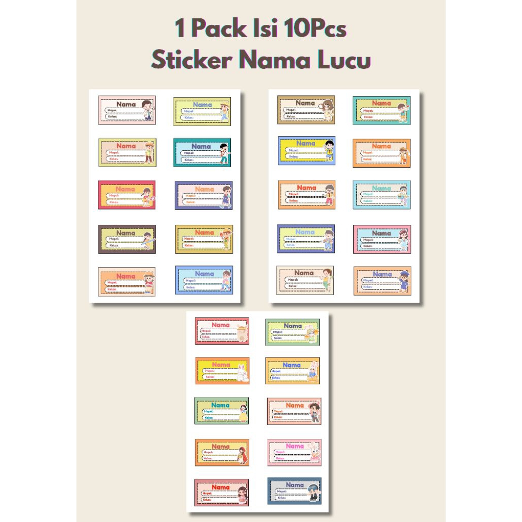 

READY! Sticker Nama Lucu Isi 10pcs Persatu Pack | Sticker Custom | Sticker Aesthetic | Sticker Kawai | Stiker Unik | Stiker Lucu Murah | Stiker Nama Buku | Stiker Tempel