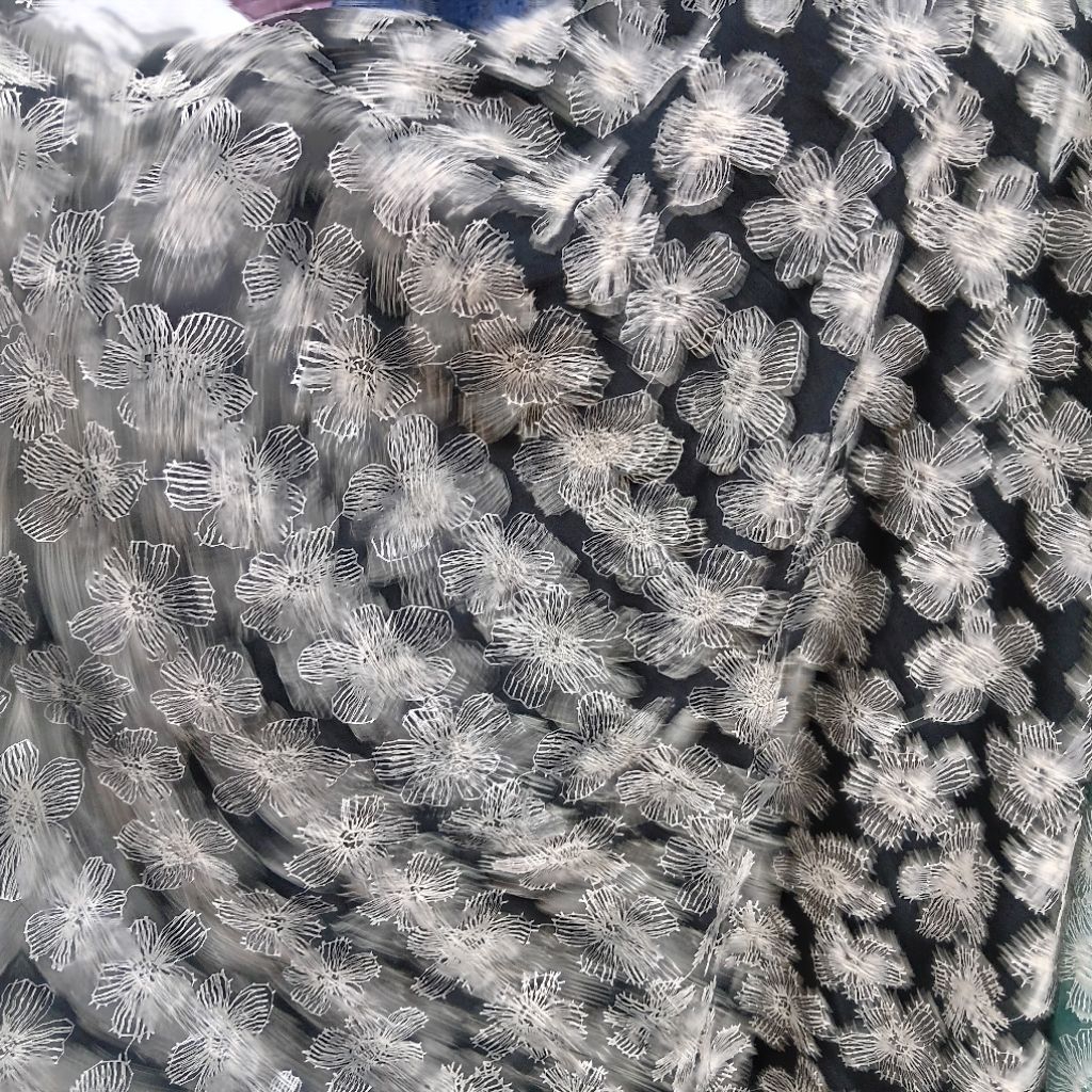 Katun BordirKain Katun Bordir Bunga Premium MeteranKatun Bordir Import Motif Elegan Bahan JahitKain 