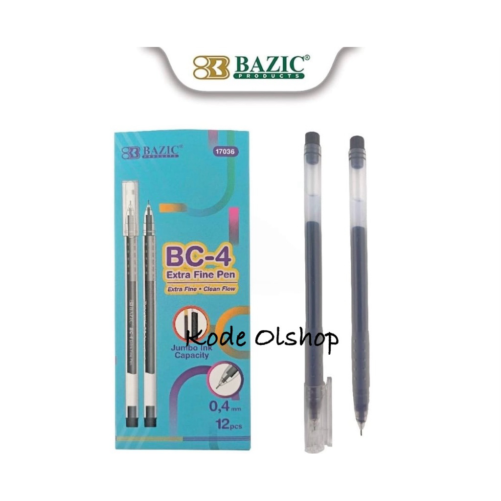 

Kode Atk - Pena Gel Bazic BC04 Tinta Hitam 0,4mm Per Kotak Isi 12pcs