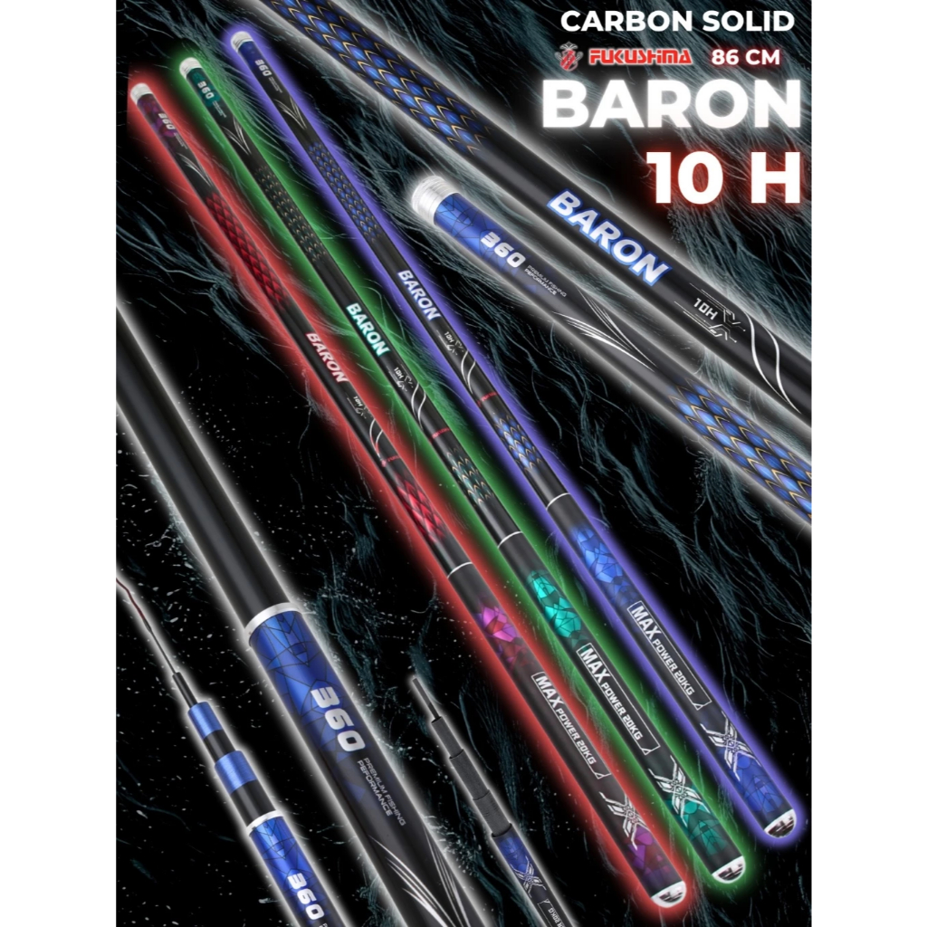 Joran Tegek Carbon Ringan Kaku 10 H Fukushima BARON 210 240 270 300 360 450 merah biru HIJAU