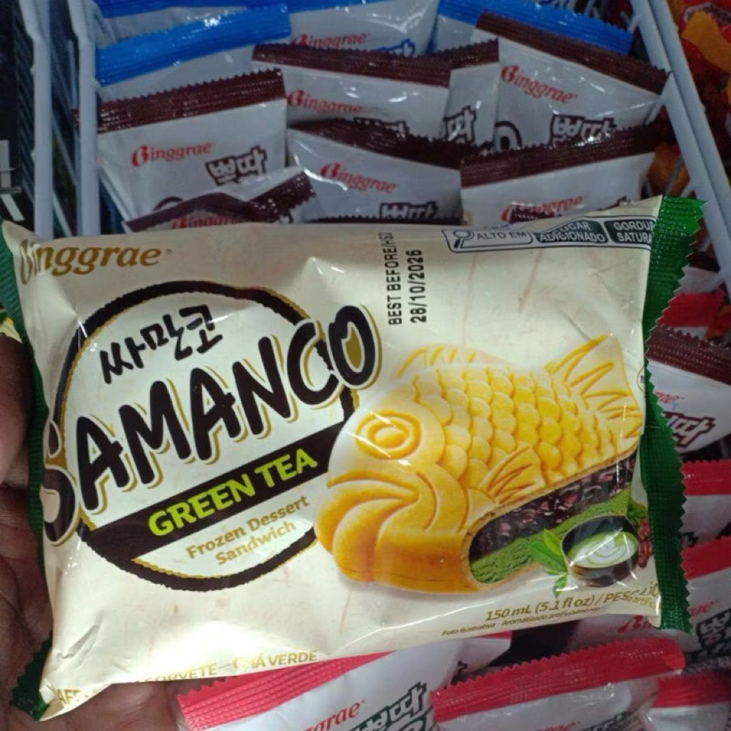 

Binggerea Es Ice Cream Samanco Green Tea | Ice Cream Kore Bentuk Ikan Rasa Green Tea 150ml