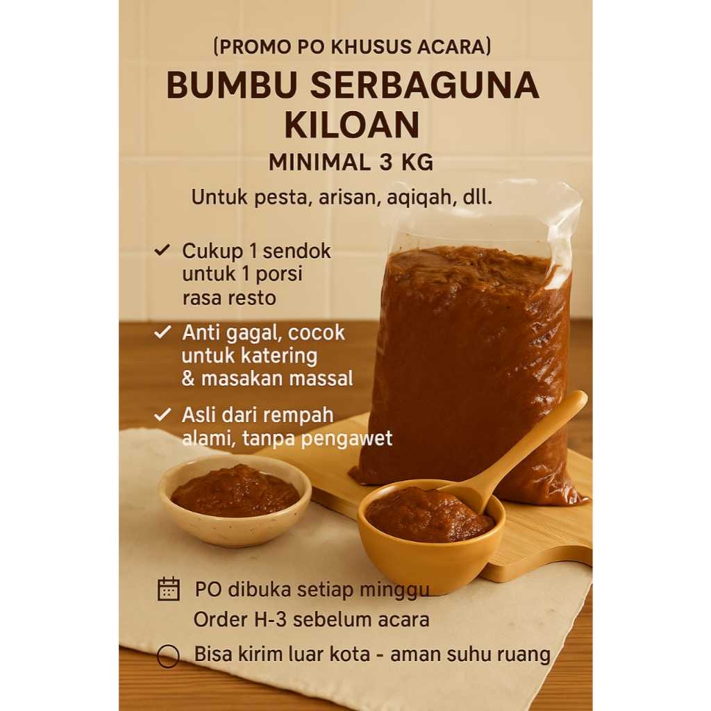 

dahe pelani - Bumbu serbaguna - instant tinggal seduh - Kiloan - spesial hajatan ,arisan