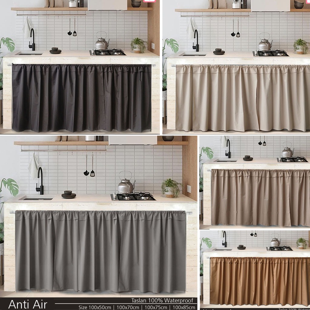 Gorden Kolong Dapur Waterproof Aestetik Minimalis Hordeng Tirai Dapur Anti Air