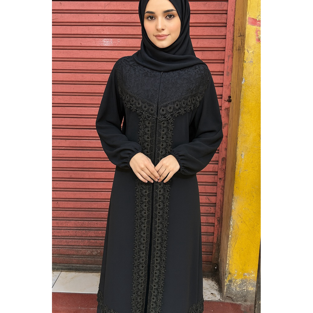 gamis abaya turkey renda full bordir