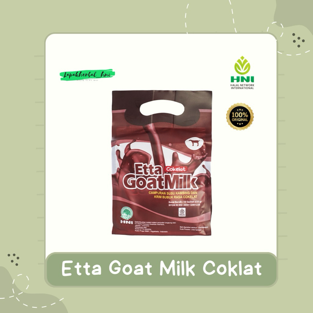 

Etta Goat Milk Rasa Coklat HNI Susu Kambing Etawa isi 10 Sachet