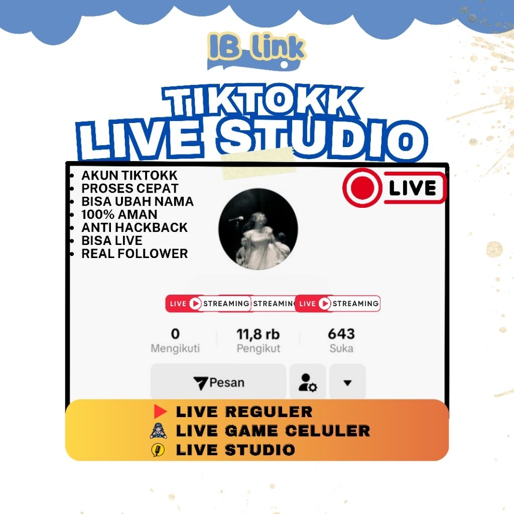 Akun Tiktok bisa LIVE Studio Game dan Reguler