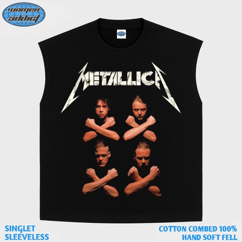 KAOS BAJU SINGLET METALLICA CROSSED ARMS | SINGLET HITAM | SINGLET BAND | KAOS BAND | BAND METAL | L