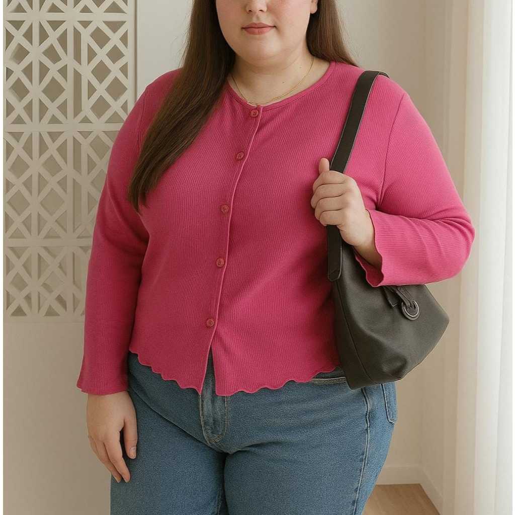 Cardigan Crop Knit Jumbo Premium Big Size Wanita Korean Style