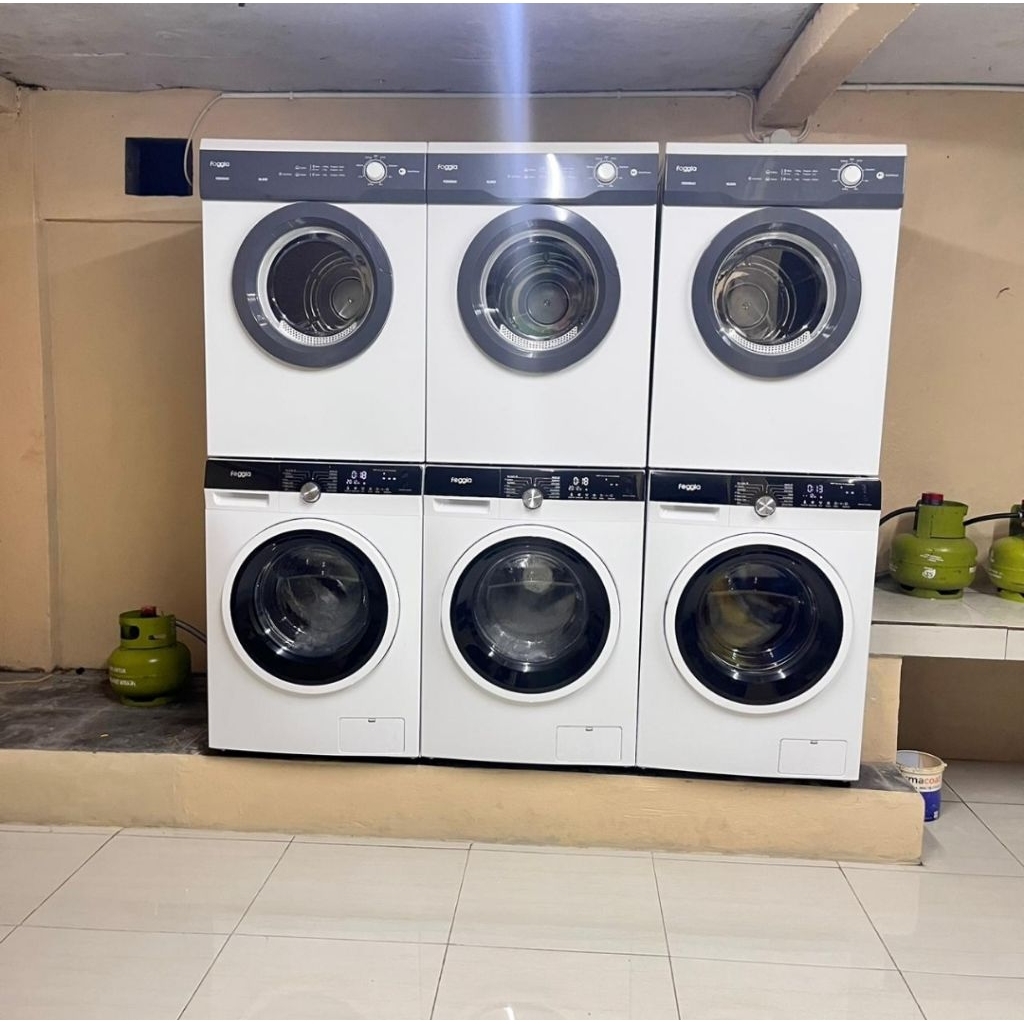 Pekat usaha laundry kiloan 3set lengkap Mesin cuci Foggia 12 kg dan mesin pengering Foggia 10.5kg