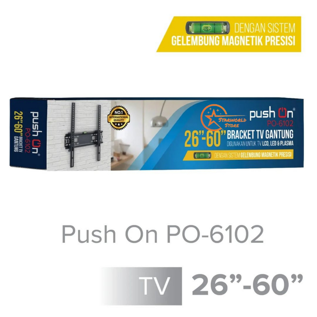 Bracket TV LCD LED 14 - 42 inch Push On PO-6103 / PO-6102 / PO-6101