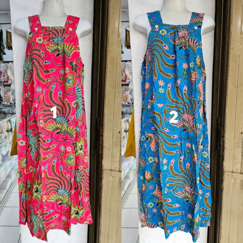 Daster Batik Kencana Ungu Label Biru Tanpa Lengan BKS